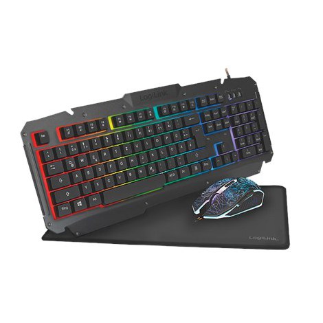 Logilink | Metal | Gaming-Set, keyboard, mouse and mouspad | ID0185 | Keyboard, Mouse and Pad Set | Wired | Mouse included | DE